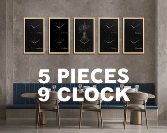 Customizable World Wooden Mirror Clock, Wall Clock, Large Clock, Cities Clock