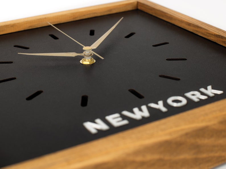 Customizable World Cities Wooden Mirror Wall Clock Etsy