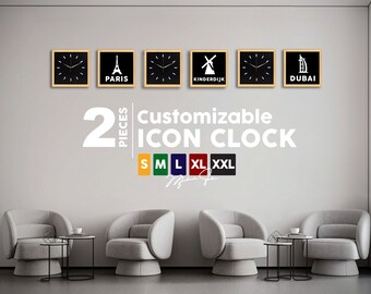 Customizable Zone Clock, World Clock, Zone Clock, City Clock, State, Country Sign, Icon Clock, Wall Decor, Office Decor, Wall Art Home