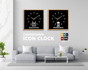 Customizable Zone Clocks, Decorated Gift, Office Decoration, Custom City Clock, Wooden Wall Art, Wall Decoration, Wooden Wall Clock