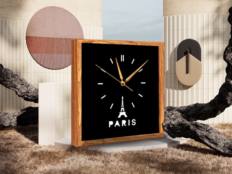 Customizable World Cities Wooden Mirror Wall Clock Etsy
