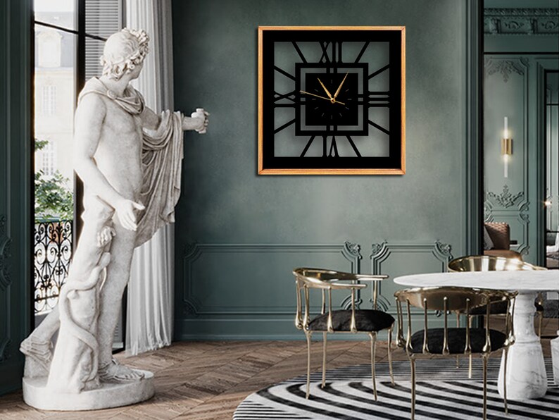 Square Roman Numeral Wooden Wall Clock Wall Clocks Wall Etsy