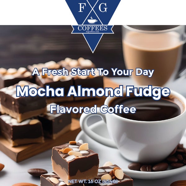 FNG Coffees-Mocha Almond Fudge- Ground or Whole Bean- Regular or Decaf -16 oz