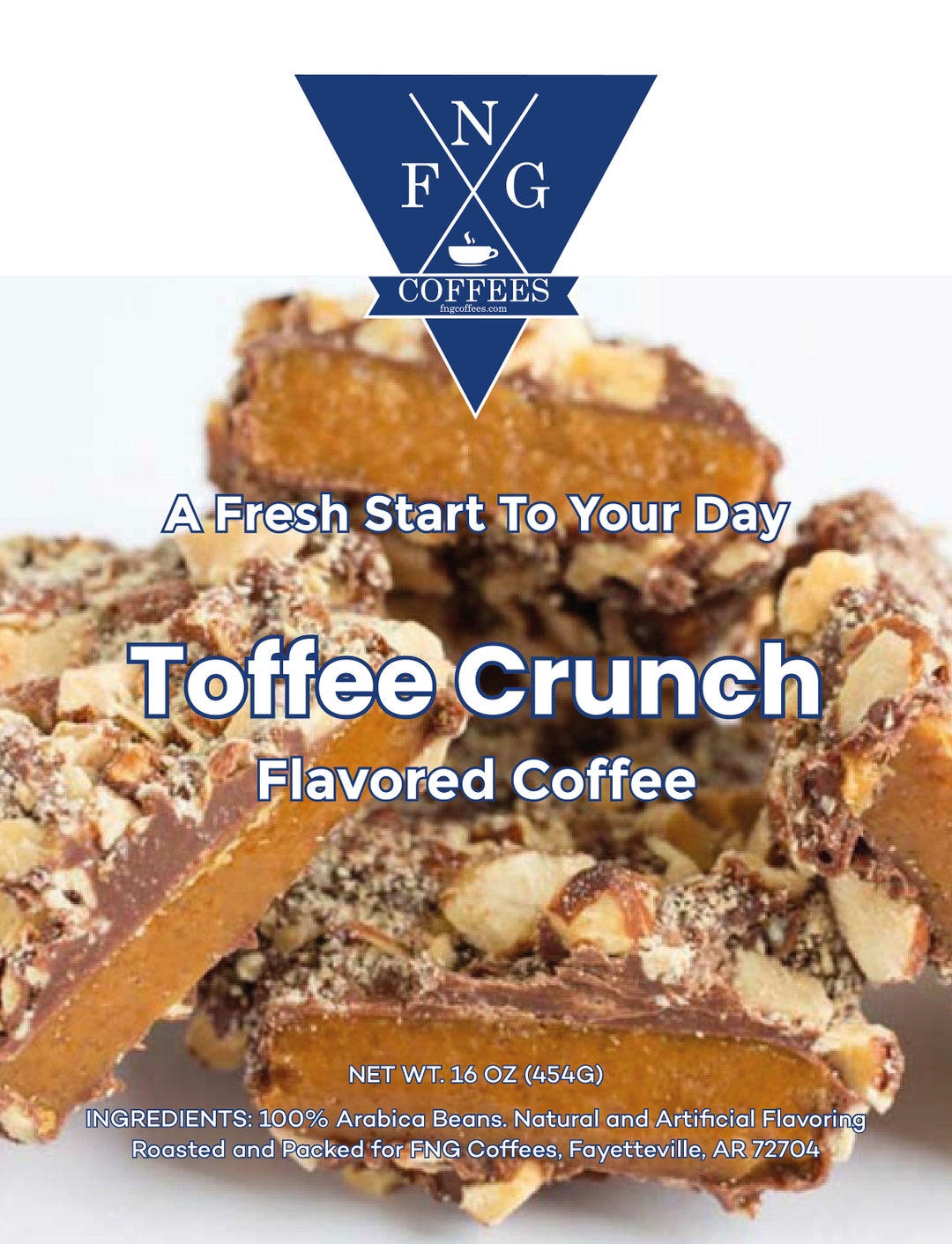 FNG Coffeestoffee Crunch Ground or Whole Bean Regular or Decaf 16 Oz