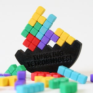 Tumbling Tetronimoes! | Mini Desktop Balance Game | Stacking Toy | Party Game | Gift for Boardgame Geeks | 3D Printed