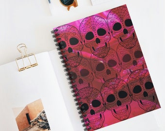 Skulls and Roses Spiral Notebook - Ruled Line