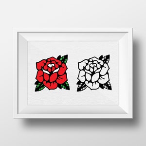 Tattoo Rose PNG, SVG, Flash Art, Rose, Rose Flower Vector, Rose Outline SVG, Digital Download, Shirt Design, Print File, Cut File, Cricut