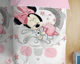 Juego de ropa de cama Minnie Mouse, habitación de niña Minnie Mouse Dreams, ropa de cama Minnie Mouse Adventure, juego de funda nórdica Minnie Mouse, juego de cama para niños pequeños