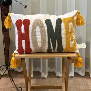 Federa per cuscino ricamata con tecnica Punch Needle, decorazione per la casa, federa naturale ed elegante, federa per cuscino Punch Needle, regalo di inaugurazione della casa, idea regalo unica
