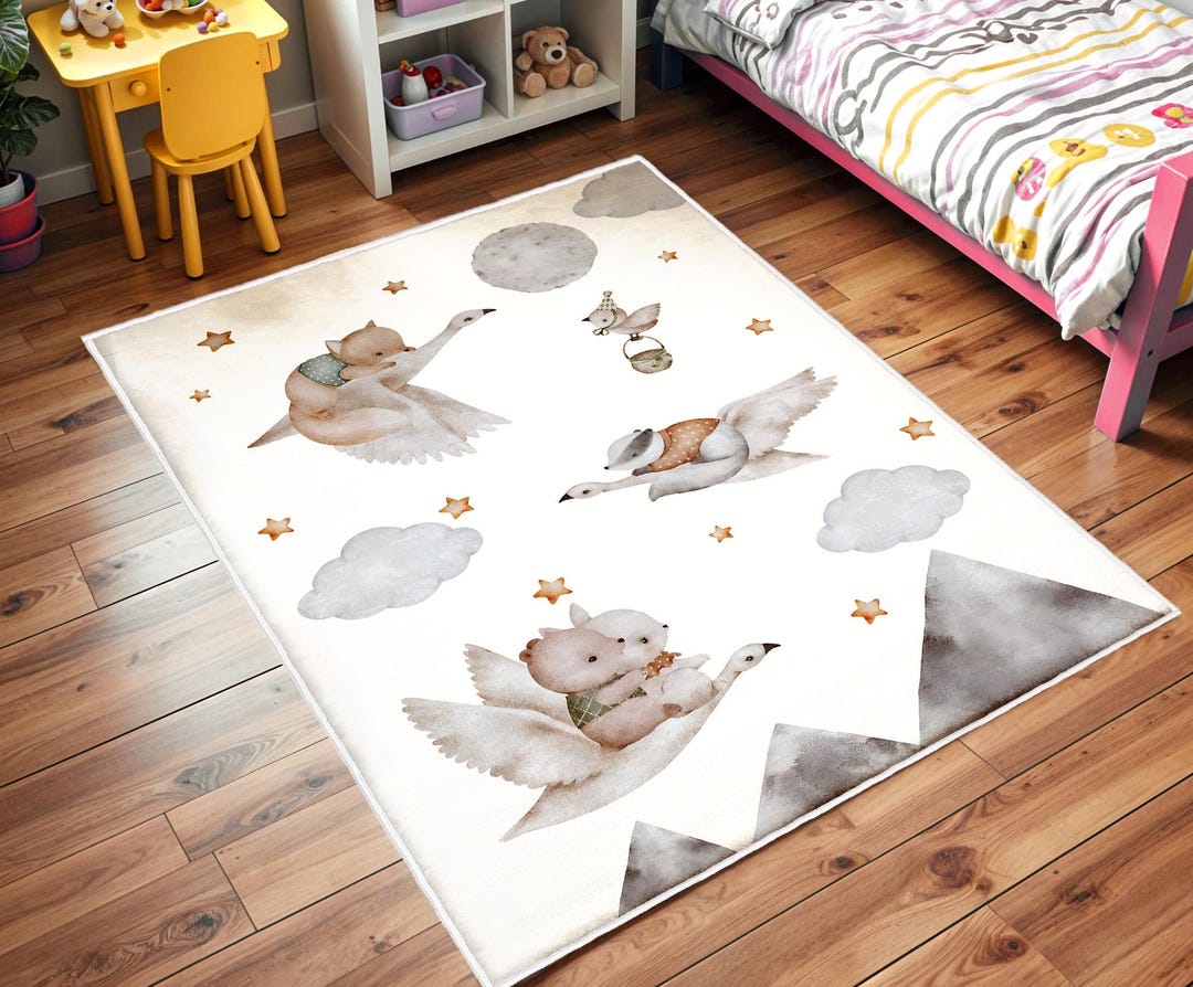 Child Rug Animals Safari Nursery Rug, Safari Animals Rugs, Kids Area Rug, Play Rug, Boys ...