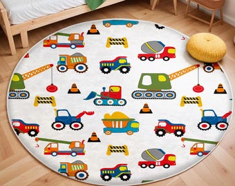 Construction Trucks Rugs, Nursery Rug, Kids Area Rug, Washable Non Slip Soft Rug, Play Rug, Boys Rug, Car Baby Boys Rug, Kids Car Rug
