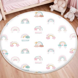 Rainbow Rug, Nursery Rug, Kids Area Rug, Washable Non Slip Soft Rug, Play Rug, Girls Rug, Best Kids Rug, Handmade Rug, Pink Rainbow Rug
