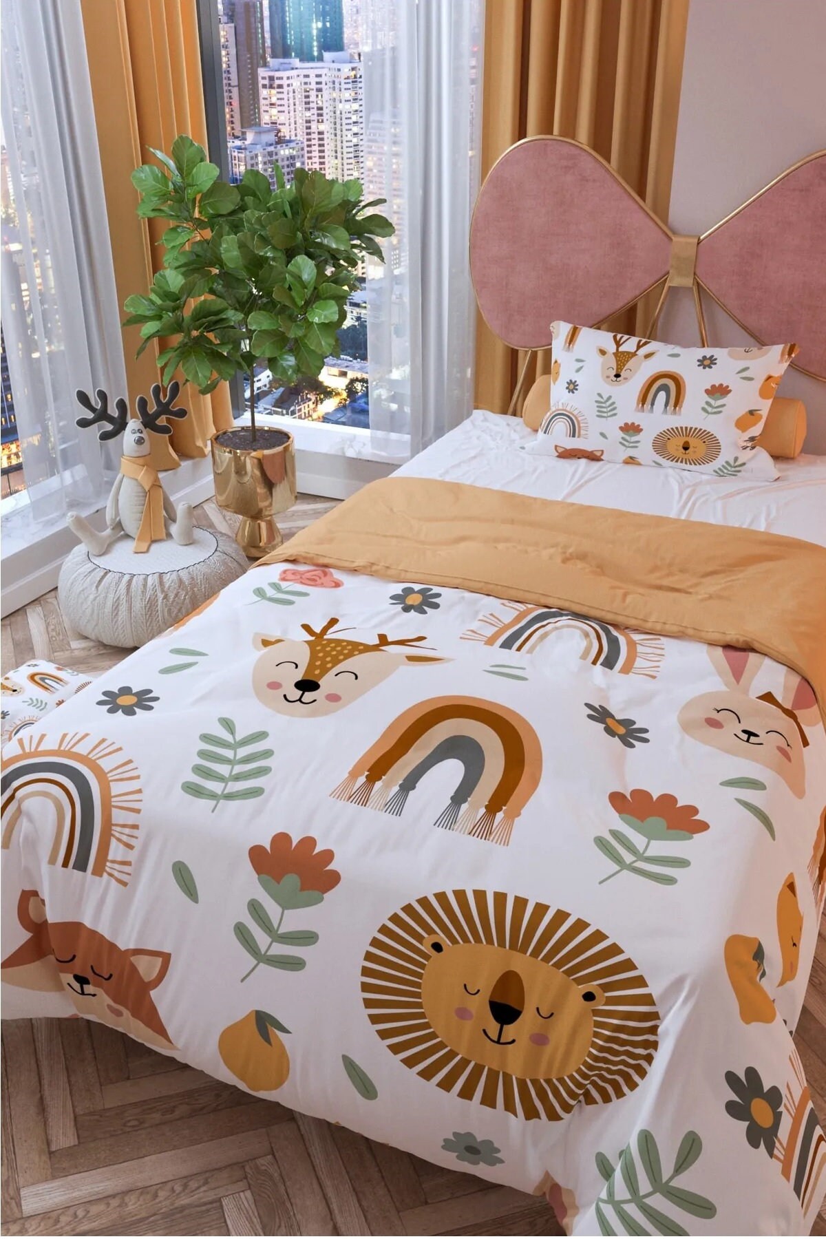 Baby Lion Bedding Set,animals Rainbow Duvet Cover, Baby Bedding Gift