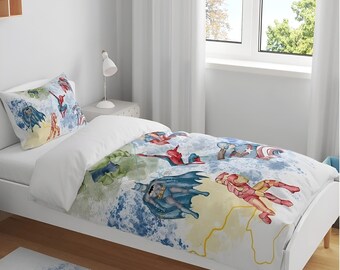 Ensemble housse de couette pour enfants, taie d'oreiller Spider-Man, parure de lit housse de couette, grande housse de couette quatre saisons, ensemble de deux pièces étudiant homme et femme