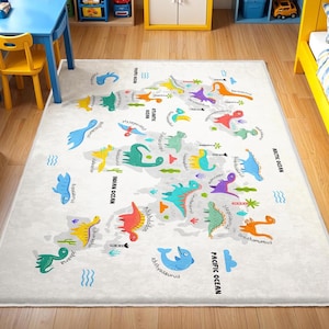 Alfombra con mapa del mundo, alfombra de juego, tapete de juego, alfombra de guardería de dinosaurios, alfombra para niños, alfombra educativa para guardería, alfombra para el suelo de la sala de juegos, alfombra redonda decorativa con animales