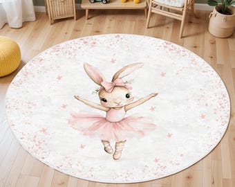Bunny Kids Rug, Girls Room Rug, Baby Playroom Mat, Washable Nursery Rug, Play Mat, Bunny Baby Carpet, Bestselling Kids Room Rug, Area Rug