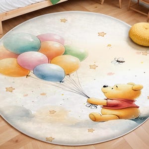 Winnie The Pooh Bereich Teppich, Runder Woodland Teppich, Pooh Bodenteppich, Forest rutschfeste Kreis Teppiche, Cartoon Gummiboden Matte, waschbar Kinder Teppich