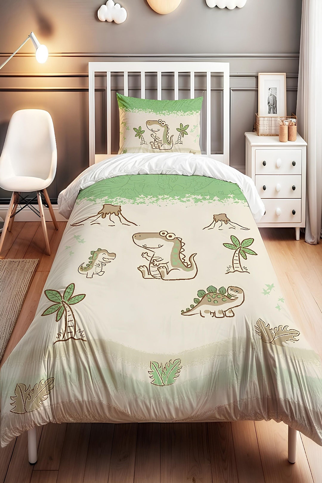 Dinosaur Age Themed Boys Room Bedding Set, Kids Duvet Cover Set,baby Custom Bedding,dinasaur