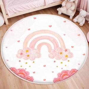 Rainbow Rug, Nursery Rug, Kids Area Rug, Washable Non Slip Soft Rug, Play Rug, Girls Rug, Playmat For Kids, Colorful Baby Room Carpet