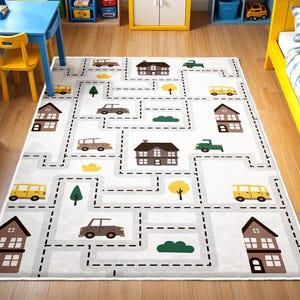 Gemusterte Kinderteppiche, Kinderzimmerteppiche, Autospielmatte, Kinderspielmatten, Straßenkrabbelteppich, Spielzimmerteppich, Kindergartenteppiche