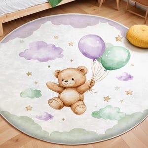 Wollteppich für Mädchen, runder Teppich für Babyzimmer, runder Teppich für Kinder, Babyteppich