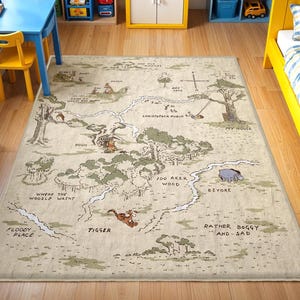 Winnie The Pooh Teppich, Märchen-Woodland-Teppich, Winnie Grip-Teppich, Cartoon-Gummi-Träger, Waschbarer Kinderteppich