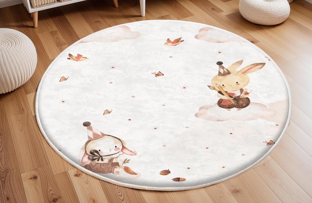 Artist Bunny Kids Rug, Bestselling Kids Room Rugs, Handmade Kid's ...