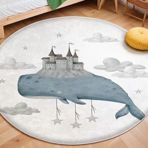 Whale Adventure Newborn Rug,Playful Fish Nursery Rug,Ocean Animals Rug, Under The Sea Nursery Rug, Anti Slip Mat for Kid&#39;s Room, Toddler Rug