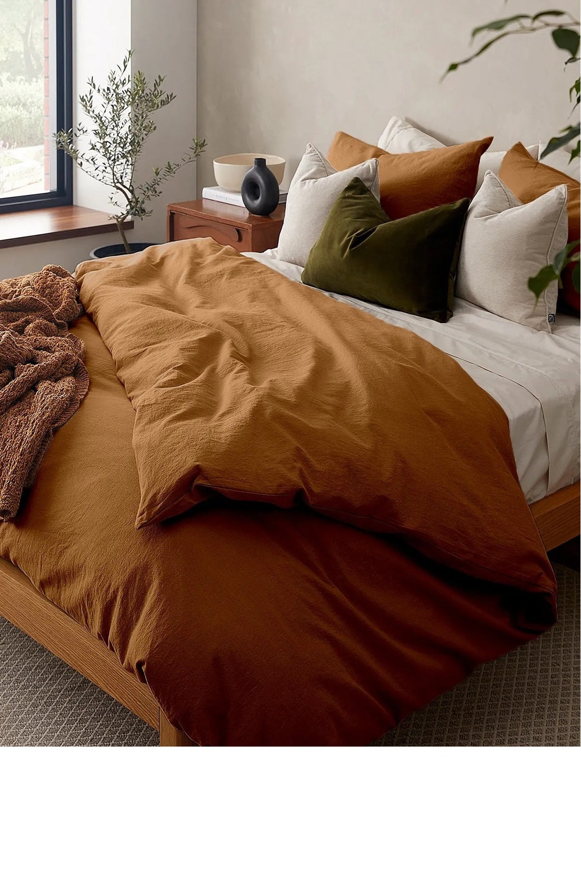 Linen Cotton Blend Bedding,cinnamon Linen Cotton Blend Bedding,duvet