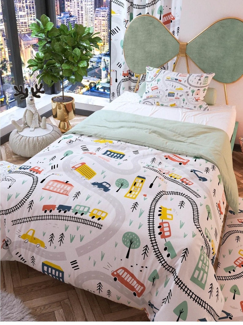 Train Ride Bedding Set Track Explorer Bedding Set Whistle Etsy