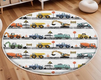 Construction Trucks Rugs, Nursery Rug, Kids Area Rug, Washable Non Slip Soft Rug, Play Rug, Boys Rug, Car Baby Boys Rug, Kids Car Rug