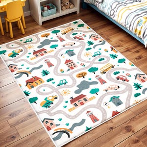 Kindertapijten met wegpatroon, Tapijt voor kinderkamers, Autospeelkleed, Speelmatten voor kinderen, Kruiptapijt, Speelkamertapijt, Tapijt voor kinderkamer