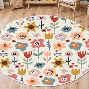 Tapis aquarelle fleurs sauvages, tapis pour chambre de bébé, carpette pour enfants, tapis doux antidérapant lavable, tapis de jeu, tapis pour filles, tapis pour chambre de bébé à fleurs