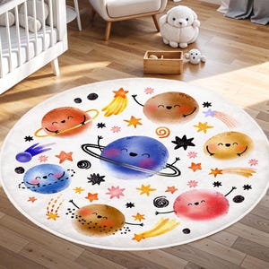 Space Themed Kid&#39;s Rug, Galaxy Non Slip Toddler Rug,Planet Activity Rug, Kid Room Decor, Bestselling Children&#39;s Carpet, Planet Carpet Rug