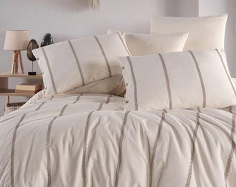 Vintage Stripes Bedding Set, Modern Striped Comforter and Sheet Set, Timeless Stripes Comforter Set,Harmony Stripes Bedding Set, duvet cover