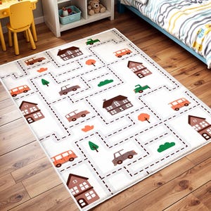 Gemusterte Kinderteppiche, Kinderzimmerteppiche, Autospielmatte, Kinderspielmatten, Straßenkrabbelteppich, Spielzimmerteppich, Kindergartenteppiche