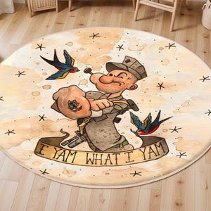 Popeye Kinderteppich, runder Teppich, Kinderteppich, waschbarer Kinderteppich, Kinderteppich, Spielzimmerteppich