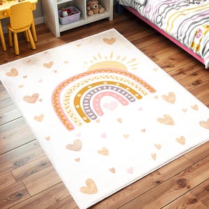 Rainbow Kids Room Mat, Rainbow Rectangle Kids Rug, Play Mat For Kids,Colorful Baby Room Carpet, Anti-Slip Washable Nursery Mat, Nursery Rug