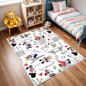Mickey Mouse Rug, Minnie Mouse Rug, Cartoon Rug, Popular Rug, Baby Girl Playroom Mat, Washable Round Nursery Rug, Non Slip Rug, Toddler Rug