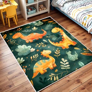 Dinosaurier-Themen-waschbarer Kinderzimmer-Teppich, rutschfeste Aktivitätsteppich, handgefertigter Kinderteppich, beste Jurassic-Kinderteppiche, Trex-Krabbelteppich, Spielzimmermatte