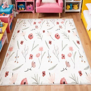Handgeknüpfter Teppich in Aquarelloptik, Kinderteppich, Waschbar, Nicht Rutschfest
