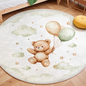 Wollteppich für Mädchen, runder Teppich für Babyzimmer, runder Teppich für Kinder, Babyteppich