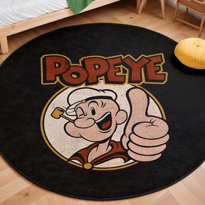 Popeye Kinderteppich, runder Teppich, Kinderteppich, waschbarer Kinderteppich, Kinderteppich, Spielzimmerteppich