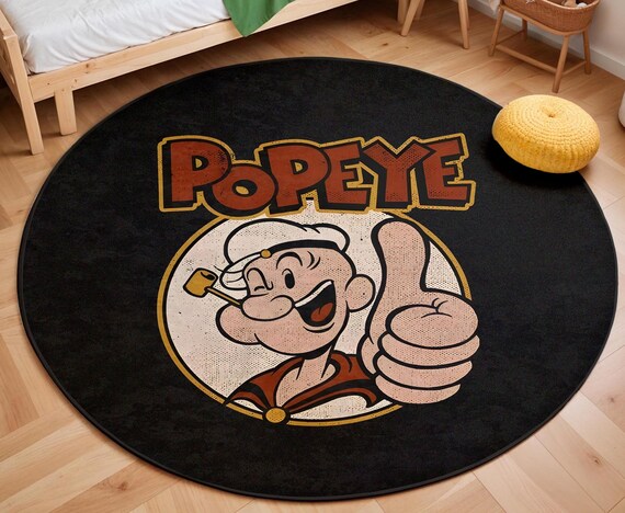 Popeye Nursery Round Rug, Popeye Floor Carpet, Non Slip