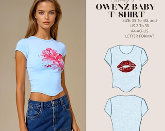 Owenz Baby T-shirt Sewing Pattern, Basic Top Sewing Pattern, Easy T-shirt sewing Pattern, Size XS - 4XL , Suitable For UsLetter-A4-A0 Format