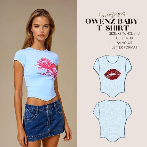 Floral Baby Tee - Women's Fitted T-Shirt - XS to 4XL