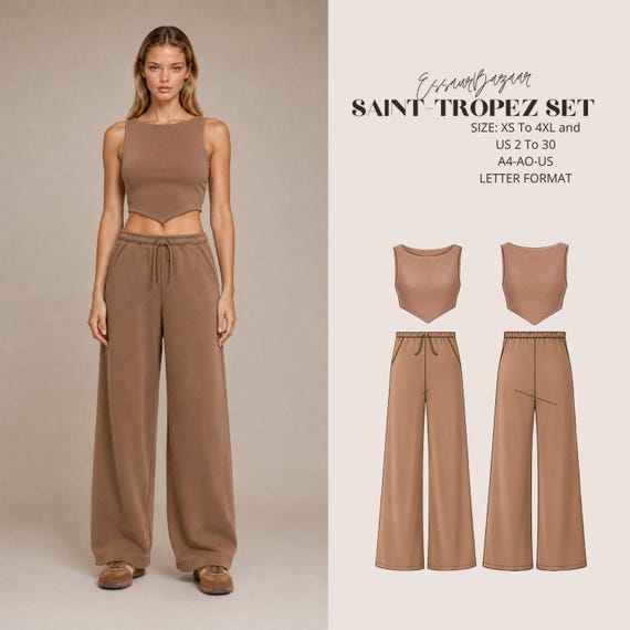 Saint-Tropez Set Sewing Pattern | Knit Two-Piece Lounge Set (PDF Download)