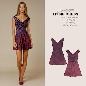 Tinsie Mini Shirt Dress, PDF Sewing Pattern, Digital Sewing, Women Sewing Summer Dress, Mini Dress, Suitable For Us Letter-A4-A0 Format