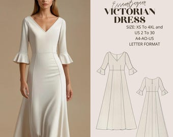 Victorian Renaissance Dress Sewing Pattern, Celtic Dress, Medieval Boho Dress, Elvish Dress, Cosplay Dress, XS-4XL