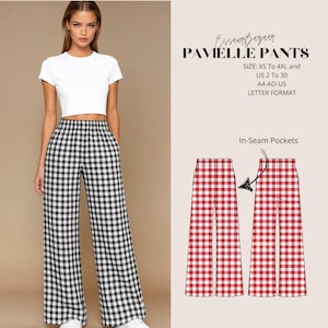 Pavielle Wide Leg Pants Sewing Pattern, Women Palazzo Pants Pattern, Lounge Wear Pattern, Elastic Waistband Pants, Us Letter-A4-A0 Format